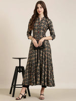 Women Black Printed Anarkali Kurta-AT-A914-LG-Black