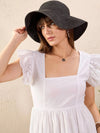 Women White Schiffli Square Neck Frill Hem Maxi Dress