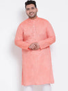 Hangup Men Standard Solid Men's Indian Wear-Orange_Linen_OnlyLongKurta