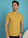 Venitian Men  Pique Matty Cotton Yellow Colour Polo Neck All Over Printed T-Shirt