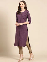 Women's Purple Solid Straight Kurta-SKC-926-Purple