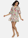 Floral Multicolor Puff Sleeve Mini Dress-17313