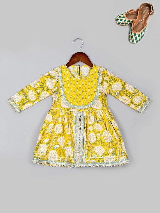 Girls Floral Printed Pure Cotton Kurta & Sharara with Dupatta Set-NN00045ETH-12