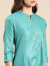 Women's Sea Green Solid Straight Kurta-ON-609-Seagreen