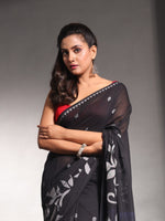 Black Pure Cotton Soft Saree With Nakshi Designs-MA54CT041380010