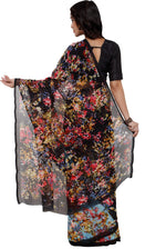 Black Printed Georgette Saree-Raga3118a-Standard