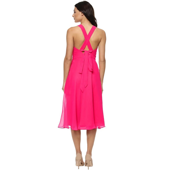 Backless tie up Dress in Pink