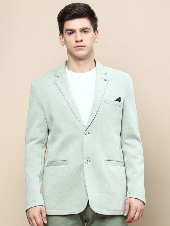 Men Green Solid Casual Blazers-AR-44-Green