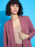 Women Onion Pink Shawl Collar Blazer With Balloon Fit Pants