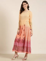 Women Peach Floral Anarkali Kurta-RF-2137-Peach