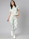 Women Sea Green Tie Dye Tracksuit-AF-1843-Seagreen