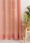 Solid Clay sheer 100% cotton plain curtain for Living room & bedroom - Light filtering - Rust - Pack of 1-230425009