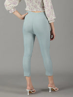 Women's Grey Solid Cigarette Trouser-AL-6272-Grey