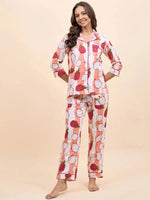 Shirt Pyjama Set in in Peach and Pink Dragonfruit Print