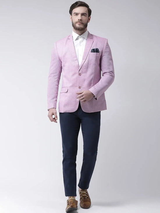 Hangup Men Standard Solid Men Formalwear-LightPurple1LinenBlazer