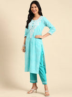 Women's Turquoise Blue Tie Dye Kurta Set-GW-214-Turquoiseblue