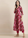 Fuchsia Ikat Print Kali Kurta