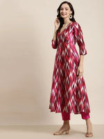 Fuchsia Ikat Print Kali Kurta