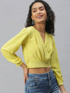 Women's Lime green Solid Crop Tops-AE-10316-Limegreen