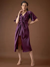 Front Twist Kaftan Dress in Purple Color