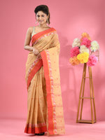 Beige Pure Cotton Tant Saree With Woven Designs-MA51TT43480064