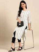 Women's White Printed Straight Kurta-SKC-3378-White