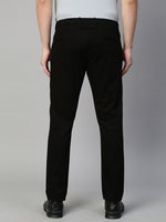 Genips Men's Cotton Stretch Caribbean Slim Fit Solid Black Colour Trousers