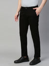 Genips Men's Cotton Stretch Caribbean Slim Fit Solid Black Colour Trousers