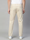 Genips Men's Cotton Stretch Caribbean Slim Fit Cream Color Solid Trousers