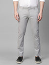 Genips Men's Cotton Stretch Caribbean Slim Fit Solid Light Grey Trousers