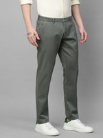 Genips Men's Cotton Stretch Caribbean Slim Fit Self Design Green Color Trousers