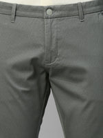 Genips Men's Cotton Stretch Caribbean Slim Fit Self Design Green Color Trousers