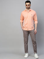 Genips Men's Cotton Stretch Caribbean Slim Fit Self Design Grey Color Trousers