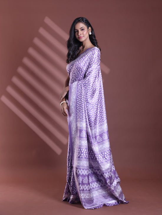 Violet Silk Soft Saree With Texture Print-MA60BSL01400064