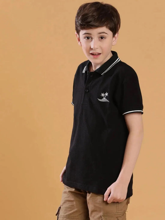 Lil Tomatoes Boys Cotton Polo T-shirt-GBT-S24-1409_BLACK_30