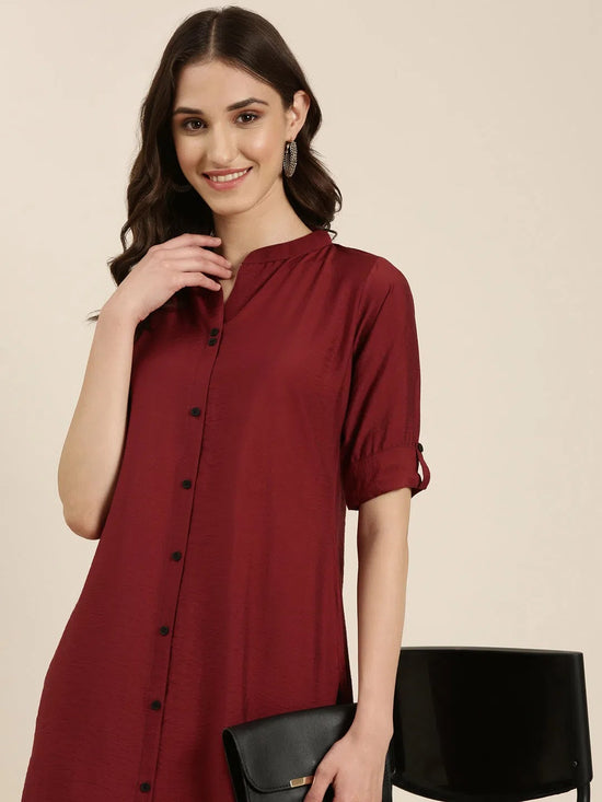 Women Maroon Solid Straight Kurta-SNG-2321-Maroon