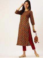 Women's Black Printed Straight Kurtas-GW-2439-Black