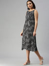 Women Black Printed A-Line Dress-AE-9920-Blackwhite