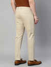 Genips Men's Cotton Stretch Caribbean Slim Fit Solid Cream Colour Trousers