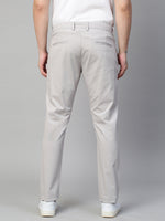 Genips Men's Cotton Stretch Caribbean Slim Fit Light Grey Solid Trousers