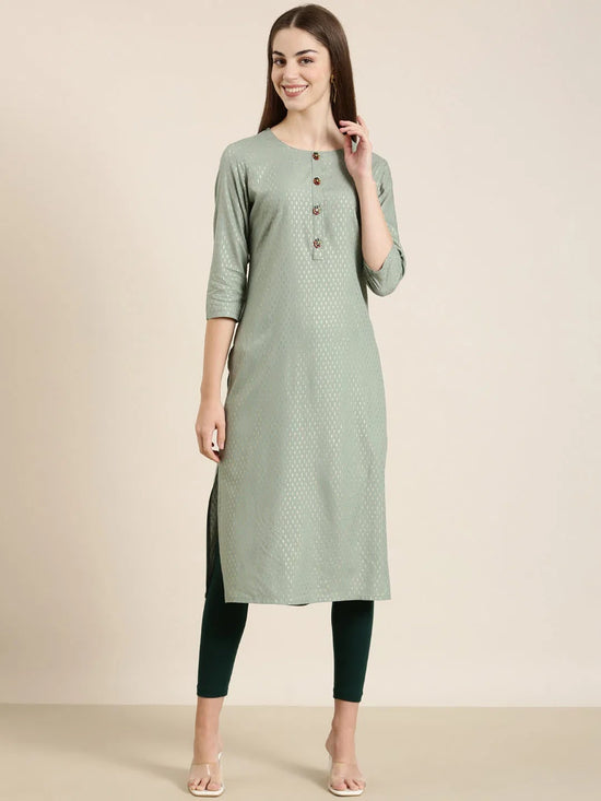 Women Sea Green Floral Straight Kurta-GW-4190-Seagreen