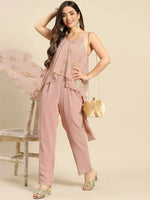 Asymmetric drape jumpsuit in Powder Pink