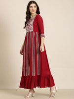 Women Maroon Embellished Anarkali Kurta-SKC-112006-Maroon