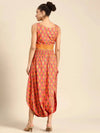 Cowl skirt with crop Top in Peach Print