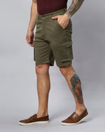 Solid Stretchable Shorts with 6 pockets-Green