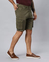Solid Stretchable Shorts with 6 pockets-Green