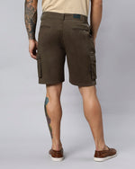 Solid Stretchable Shorts with 6 pockets-Brown