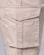 Solid Stretchable Shorts with 6 pockets-Beige