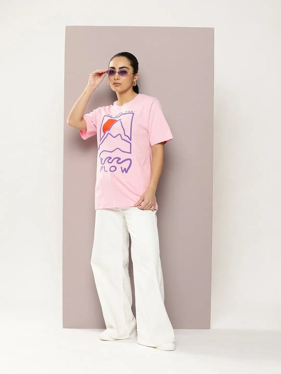 Dillinger Pink Graphic Oversized T-Shirt-WMNCR376PINK-XS