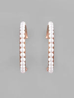 White Pearl Gold Plated Hoops Earrings-VOJ117